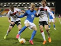 Molde's Ola Brynhildsen in action with Dundalk's John Mountney and Andy Boyle in the Europa League on October 22, 2020