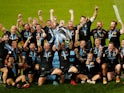 Exeter Chiefs celebrate winning the Premiership final on October 24, 2020