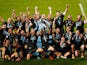 Exeter Chiefs celebrate winning the Premiership final on October 24, 2020
