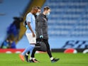 Manchester City midfielder Fernandinho walks off the pitch after picking up an injury against Porto on October 21, 2020