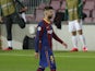 Barcelona defender Gerard Pique walks off after being shown a red card against Ferencvaros on October 20, 2020