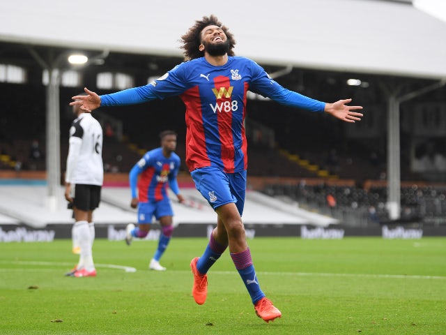 Jairo Riedewald celebrates scoring for Crystal Palace against Fulham in the Premier League on October 24, 2020