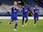 Leicester City's James Maddison celebrates scoring against Zorya Luhansk in the Europa League on October 22, 2020