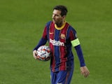 Barcelona's Lionel Messi in action against Ferencvaros in the Champions League on October 20, 2020