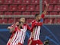 Olympiacos' Ahmed Hassan celebrates scoring against Marseille in the Champions League on October 21, 2020