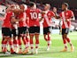 Southampton's James Ward-Prowse celebrates scoring against Everton in the Premier League on October 25, 2020