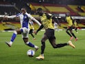 Watford's Ken Sema in action with Blackburn Rovers' Ryan Nyambe in the Championship on October 21, 2020