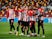 Brentford's Ivan Toney celebrates with teammates after scoring against Norwich City in the Championship on October 27, 2020