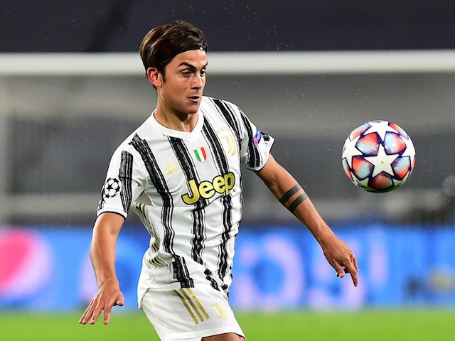 Juventus attacker Paulo Dybala in action against Barcelona in the Champions League on October 28, 2020