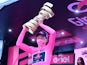 Tao Geoghegan Hart celebrates winning the Giro d'Italia on October 25, 2020