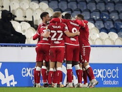 Bristol City players celebrate after Jamie Paterson's goal against Huddersfield Town on November 3, 2020