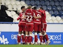 Bristol City players celebrate after Jamie Paterson's goal against Huddersfield Town on November 3, 2020
