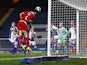 Middlesbrough's Dael Fry misses a chance against Blackburn Rovers on November 3, 2020