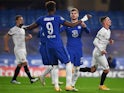 Chelsea's Timo Werner celebrates scoring against Rennes in the Champions League on November 4, 2020