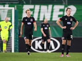 Dundalk players look dejected during their match against Rapid Vienna on November 5, 2020