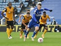 Leicester City's Jamie Vardy scores against Wolverhampton Wanderers in the Premier League on November 8, 2020
