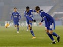 Leicester City's Kelechi Iheanacho scores against Braga in the Europa League on November 5, 2020