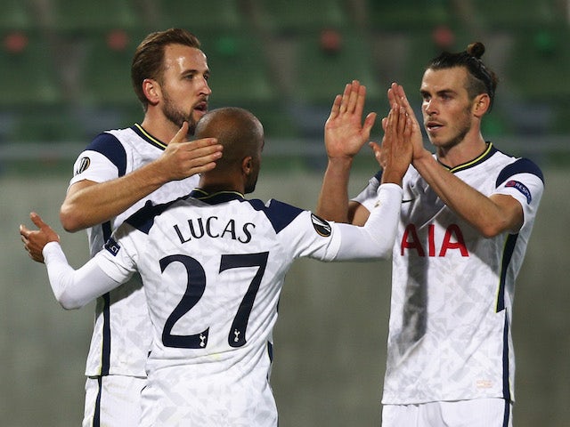 Tottenham Hotspur's Lucas Moura celebrates scoring against Ludogorets Razgrad in the Europa League on November 5, 2020