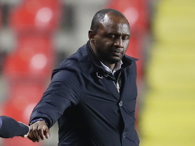 Nice manager Patrick Vieira pictured during the Europa League on November 5, 2020