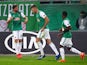 Rapid Vienna players celebrate scoring against Arsenal in October 2020
