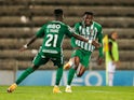 Rio Ave players Gelson and Carlos Mane celebrate after scoring against AC Milan in the Europa League in October 2020