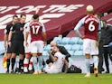 Southampton's Danny Ings goes down injured against Aston Villa in the Premier League on November 1, 2020