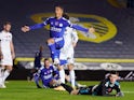 Youri Tielemans celebrates scoring for Leicester City against Leeds United in the Premier League on November 2, 2020