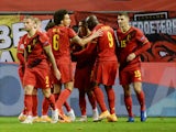 Belgium's Youri Tielemans celebrates scoring against England in the UEFA Nations League on November 15, 2020