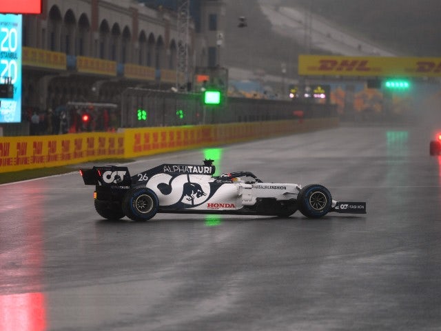 Daniil Kvyat pictured during a rain-soaked qualifying for the Turkish Grand Prix on November 14, 2020