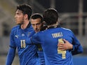 Italy players celebrate Federico Bernardeschi's goal against Estonia on November 11, 2020