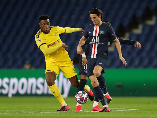 Borussia Dortmund's Dan-Axel Zagadou in action against Paris Saint-Germain in the Champions League on March 11, 2020