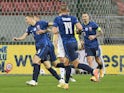 Slovakia's Jan Gregus celebrates scoring against Scotland in the UEFA Nations League on November 15, 2020