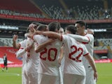 Turkey players celebrate Cenk Tosun's goal against Croatia on November 11, 2020