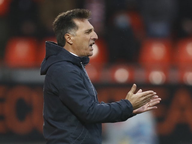 Lorient manager Christophe Pelissier pictured in October 2020