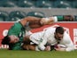 England's Jonny May scores their first try against Ireland in the Autumn Nations Cup on November 21, 2020
