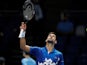 Novak Djokovic celebrates after beating Diego Schwartzman in the ATP Finals on November 16, 2020
