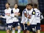 Preston North End's Tom Barkhuizen celebrates scoring their first goal with teammates against Sheffield Wednesday on November 21, 2020