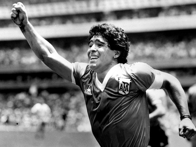 Diego Maradona scores against England on June 22, 1986