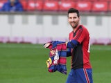 Barcelona's Lionel Messi celebrates scoring against Osasuna in La Liga on November 29, 2020