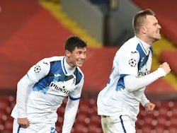 Atalanta BC's Josip Ilicic celebrates scoring against Liverpool in the Champions League on November 25, 2020