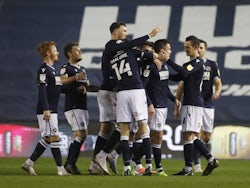 Millwall's Jed Wallace celebrates scoring against Reading in the Championship on November 25, 2020