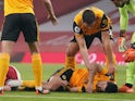 Raul Jimenez lies unconscious during the game between Arsenal and Wolves on November 29, 2020