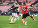 Manchester United's Bruno Fernandes scores against Southampton in the Premier League on November 29, 2020