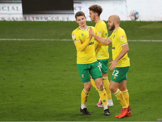 Teemu Pukki celebrates after scoring for Norwich City against Stoke City in the Championship on November 24, 2020