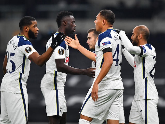 Tottenham Hotspur's Carlos Vinicius celebrates scoring against Ludogorets Razgrad in the Europa League on November 26, 2020