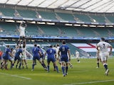 England's Maro Itoje catches the ball at a lineout against France in the Autumn Nations Cup on December 6, 2020