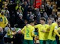 Max Aarons celebrates scoring for Norwich City against Sheffield Wednesday in the Championship on December 5, 2020