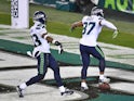 Seattle Seahawks free safety Quandre Diggs celebrates his interception against the Philadelphia Eagles on November 30, 2020