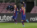 Barcelona's Lionel Messi celebrates scoring against Levante on December 13, 2020