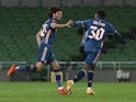 Arsenal's Mohamed Elneny celebrates scoring against Dundalk in the Europa League on December 10, 2020